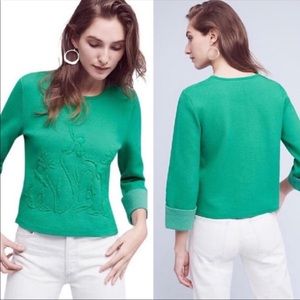 ANTHOPLOGIE / moth embossed garden pullover